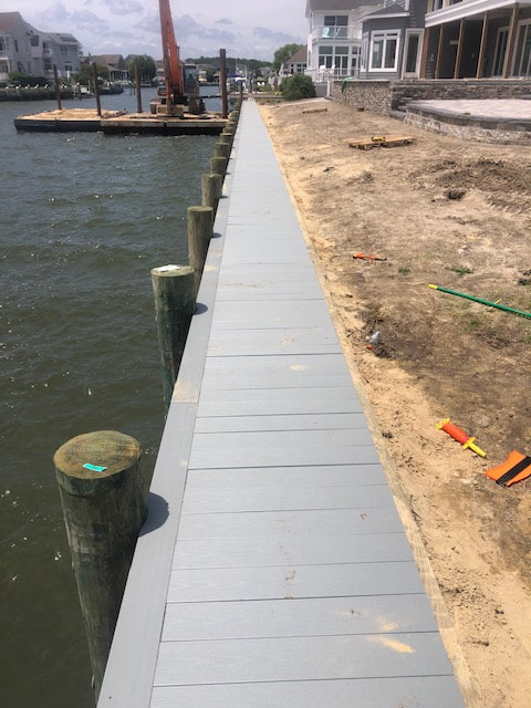 New vinyl bulkhead and wolf decking in Ocean City, MD